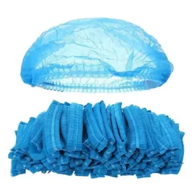 Bonete unica folosinta, elastic dublu, albastre, spunbond, 46 cm, 100 buc