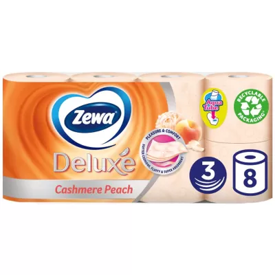 Zewa Deluxe hartie igienica parfumata, 8 role/set, 3 str, Cashmere Peach