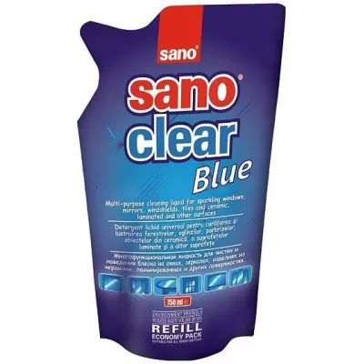 Sano Clear rezerva detergent de geamuri 750 ml Blue