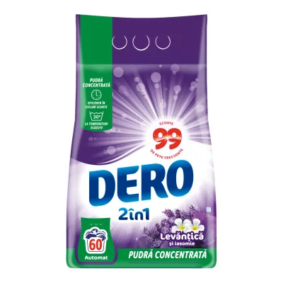 Dero 2in1 detergent automat de rufe pudra 4.5 kg, 60 spalari, Levantica & Iasomie