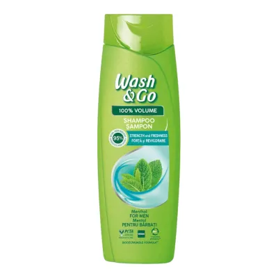 Wash & Go sampon barbati 360 ml Menthol (Menta)