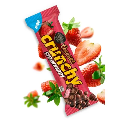 Cococoz Crunchy baton de ciocolata cu cereale si capsuni 32 gr