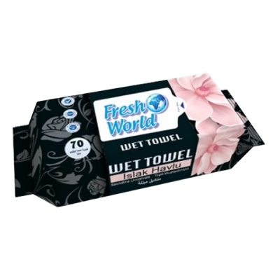 Fresh World wet wipes without a lid 70 pcs Black