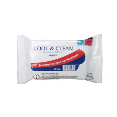 Cool&Clean servetele dezinfectante de maini 15 buc