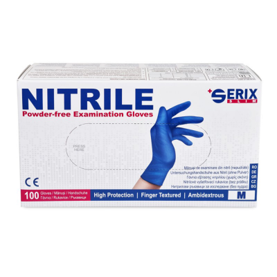Serix slim, unpaved, blue nitrile gloves, 100 pcs