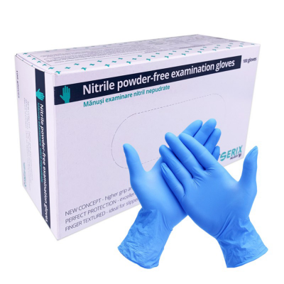 Serix nitrile gloves, unpaved, blue, 100 pcs
