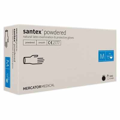 Santex latex gloves, slightly powdered, white, 100 pcs