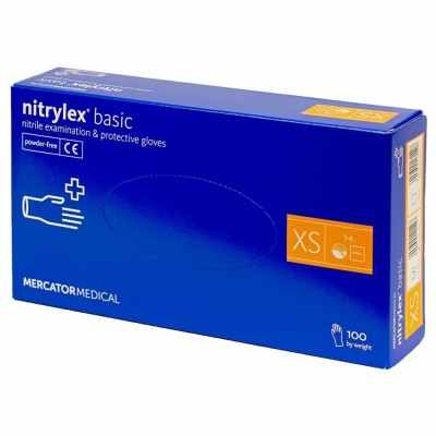 Nitrylex basic nitrile gloves, unpaved, blue, 100 pcs