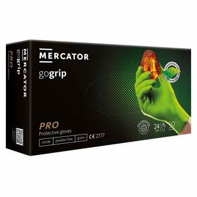 Mercator gogrip nitrile gloves, unpaved, green, 50 pcs